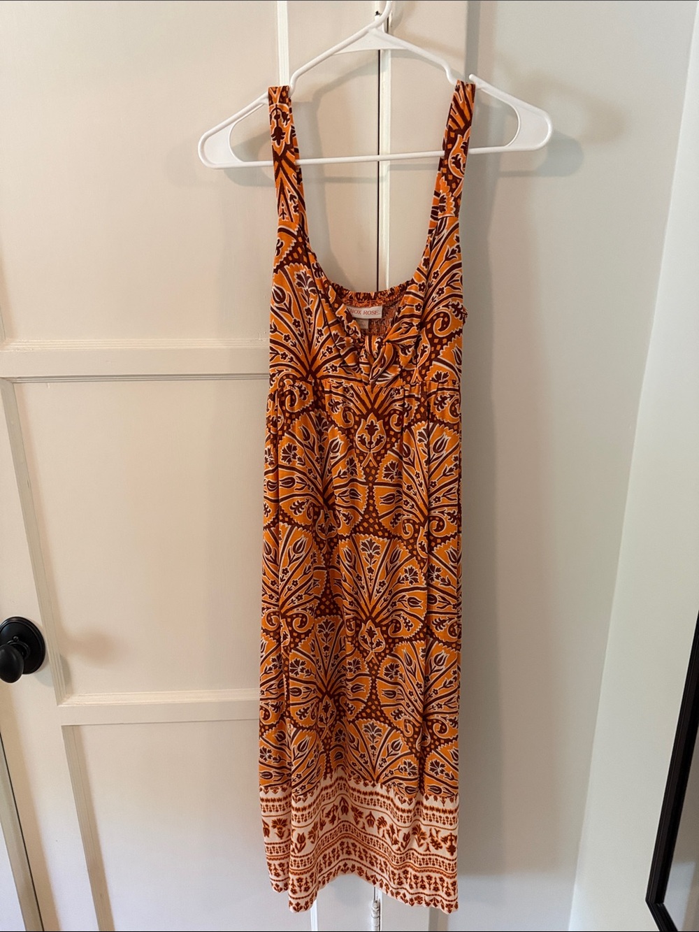 Knox Rose Orange and Brown Printed Maxi Dress
